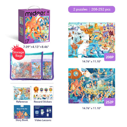 Mideer - Level Up Jigsaw Puzzle for Kids - 2-in-1 - Level 7 Songs of the Sea