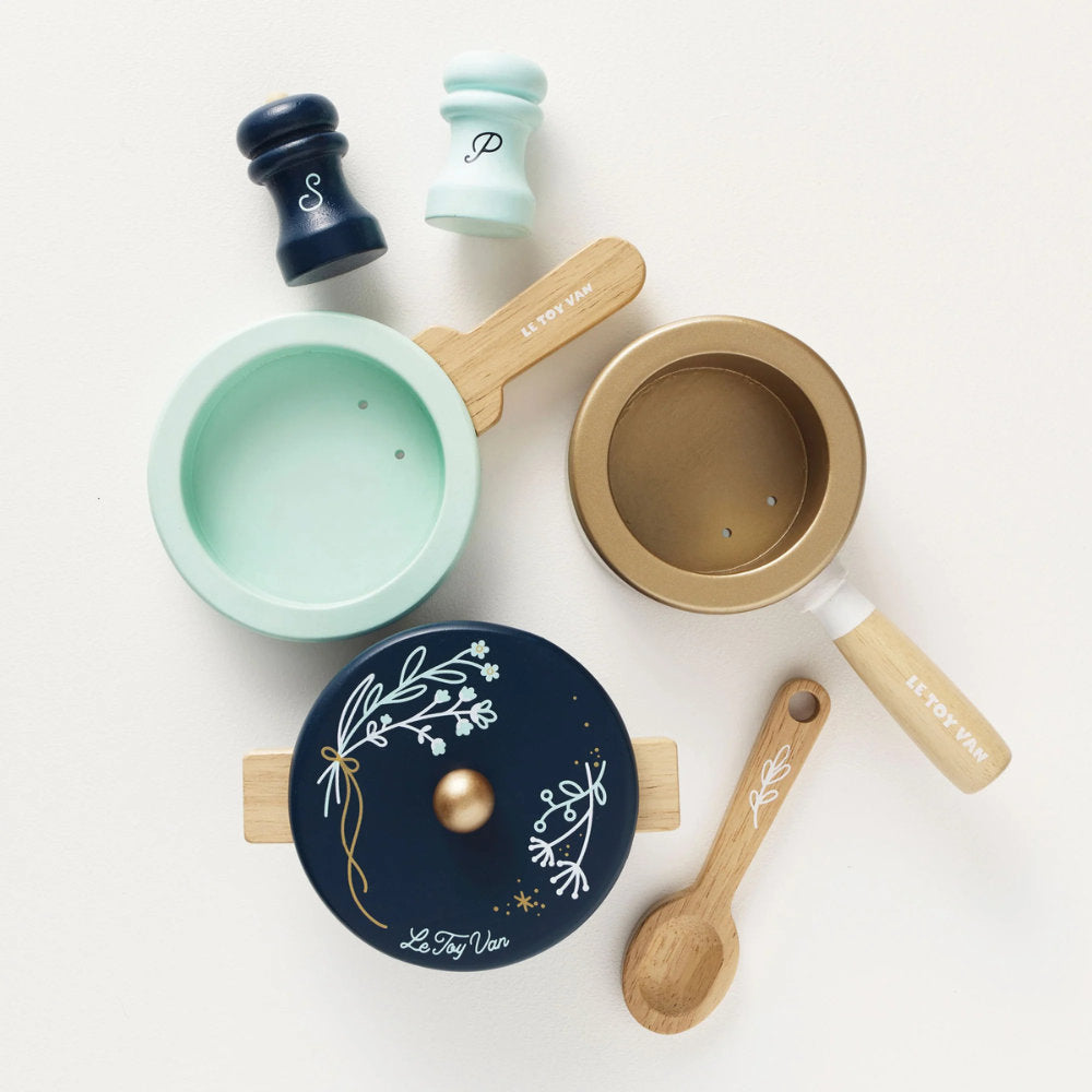 Le Toy Van - Wooden Pots & Pans Kitchen Accessories - 7pcs