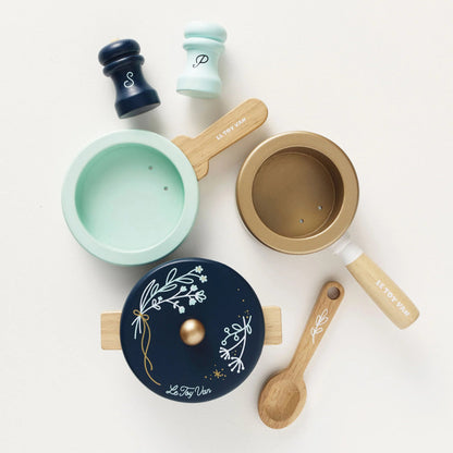 Le Toy Van - Wooden Pots & Pans Kitchen Accessories - 7pcs
