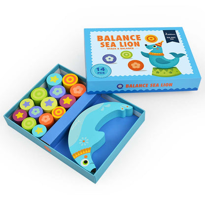 Mideer - Wooden Balancing Toy Set with Blocks - Sea Lion