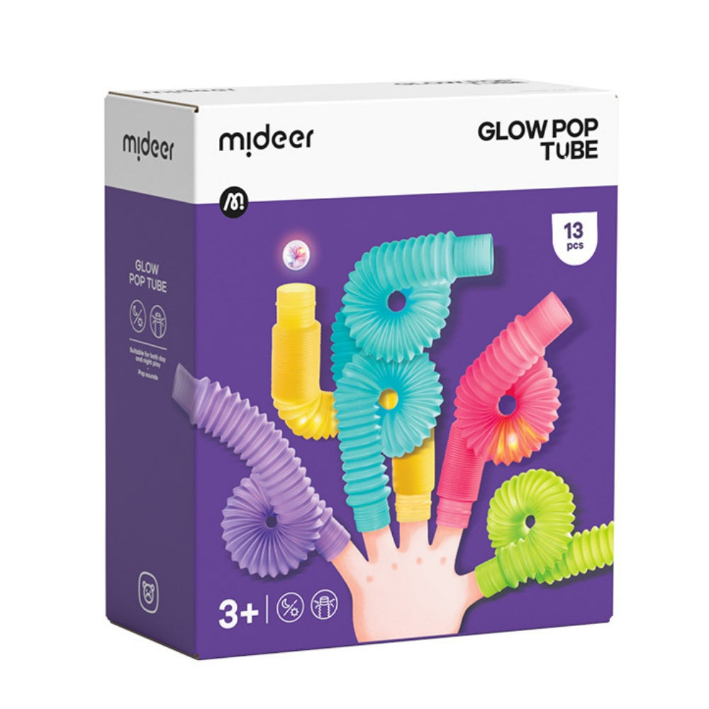 Mideer - Glow Pop Tube Sensory Fidget Toy with Light-Up Balls for Kids