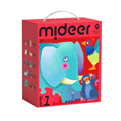Mideer - Level Up Jigsaw Puzzle for Kids - 10-in-1 - Level 1 Simple Animals