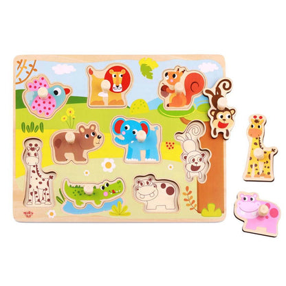 TookyToy - Wooden Peg Puzzle - Animals - Motherhood