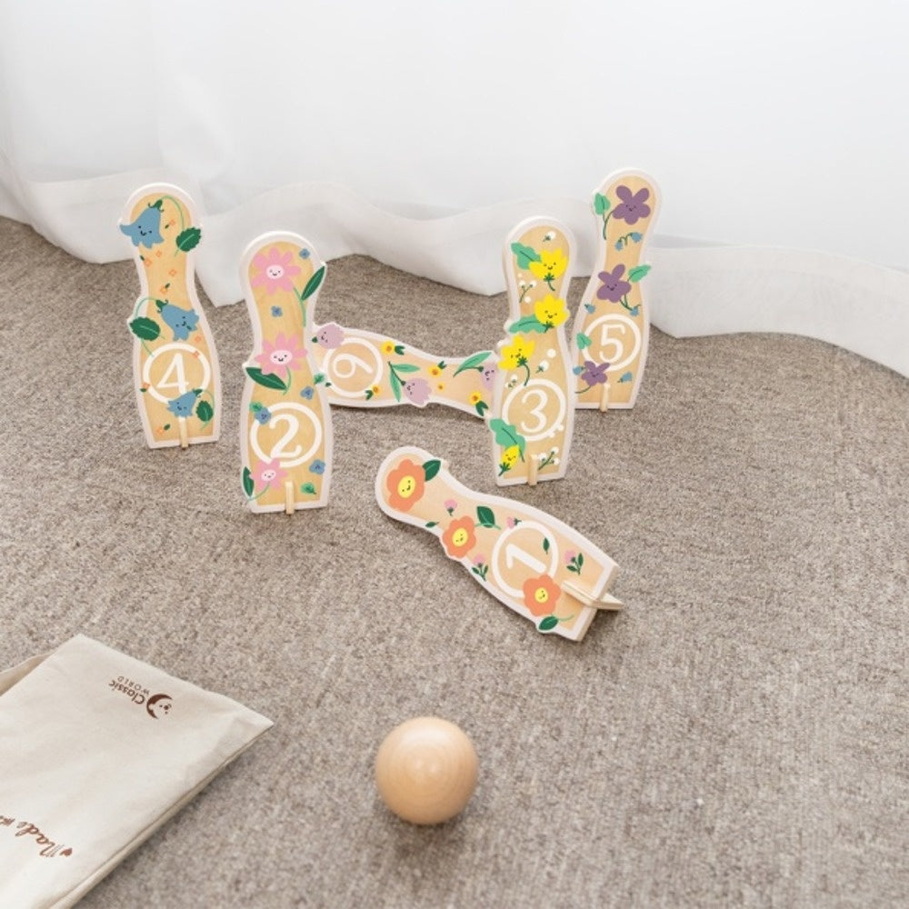 Classic World - Flower Bowling - Wooden Game - 14pcs