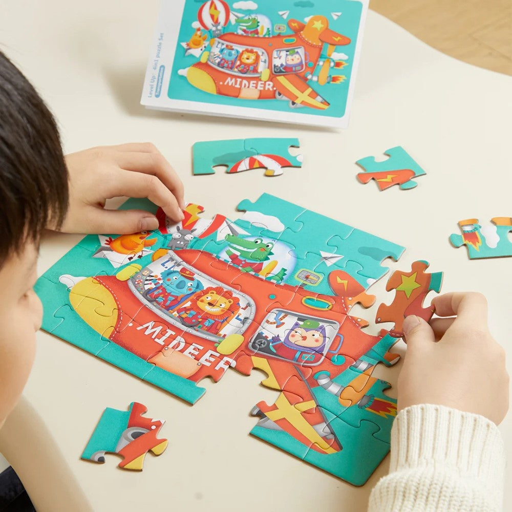 Mideer - Level Up Jigsaw Puzzle for Kids - 4-in-1 - Transport