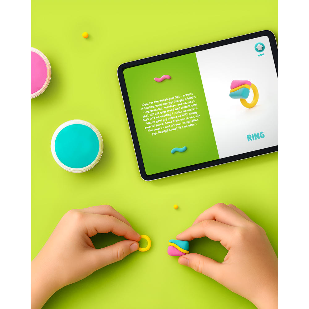 Hey Clay - Modelling Air-Dry Clay with Fun Interactive App - Vivid Accessories, series Bijou, 8 cans