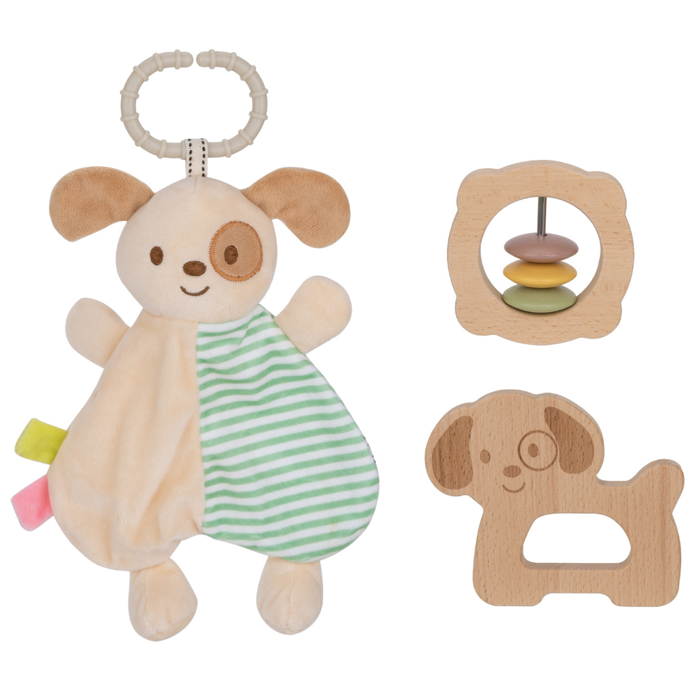 TookyToy - 3-in-1 Baby Gift Set - Rattle, Comforter & Grip Toy Playset