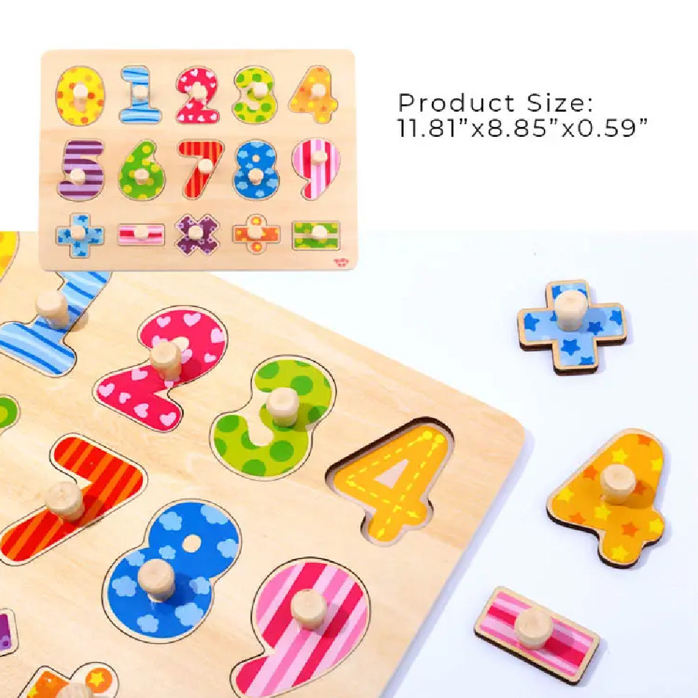 TookyToy - Wooden Peg Puzzle - Numbers