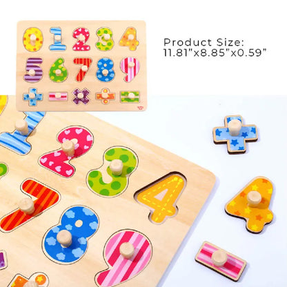 TookyToy - Wooden Peg Puzzle - Numbers
