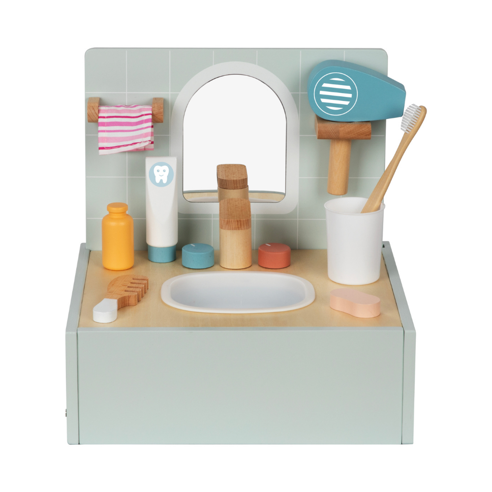 TookyToy - Pretend Play Bathroom Vanity & Toiletries Toy Playset