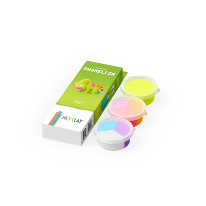 Hey Clay - Modelling Air-Dry Clay with Fun Interactive App - Chameleon, Series Exotic Pets, 3 cans