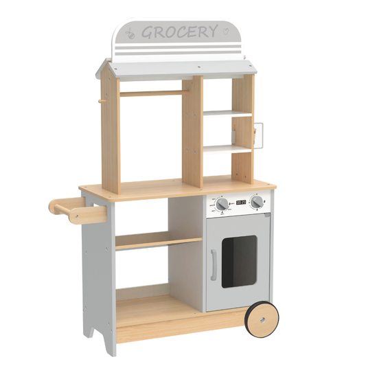 TookyToy - Pretend Play Wooden Grocery Store Playset with Accessories