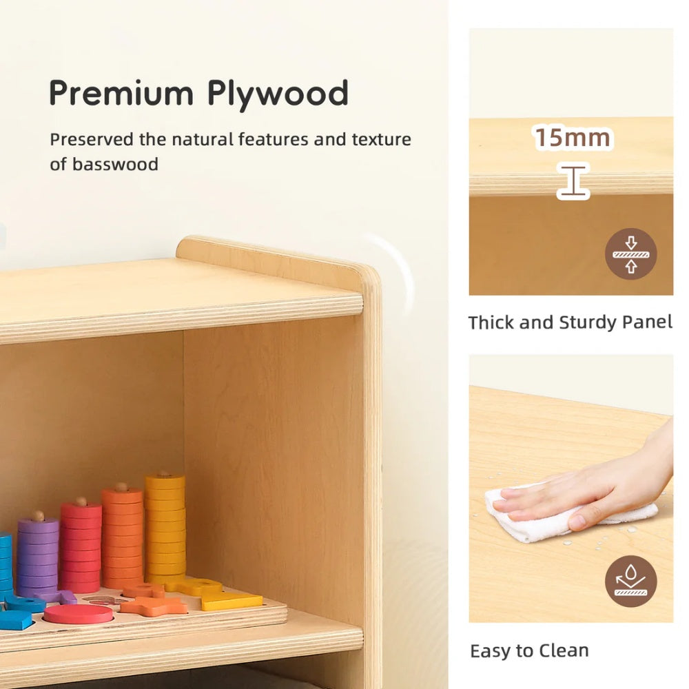 TookyToy - Wooden Shelf and Toy Storage for Kids Room: Plywood 60x114cm