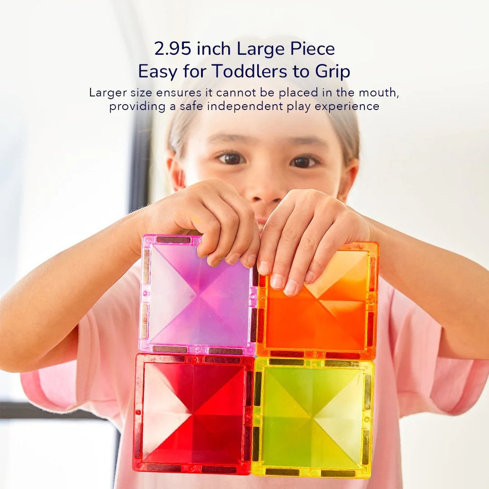 Mideer - Colourful Magnetic Tiles Building Set & Wheels - 100pcs