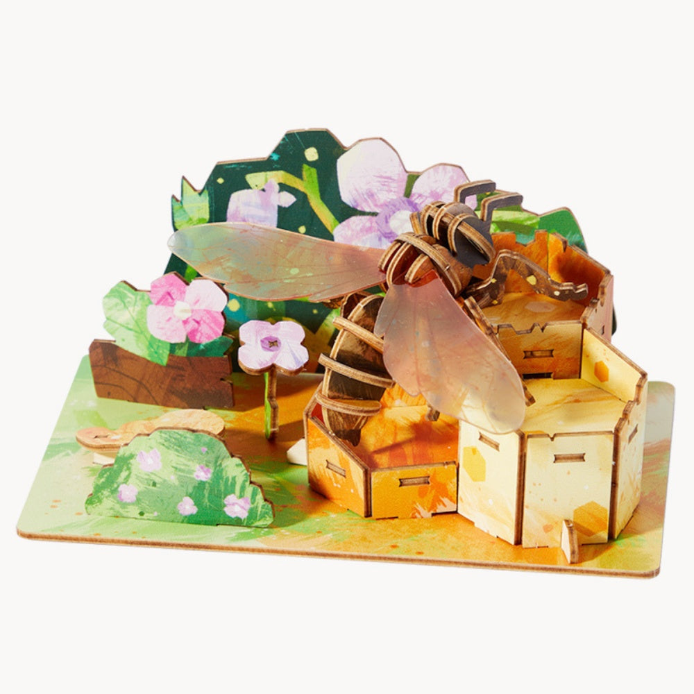 Mideer - Wooden 3D Puzzle for Kids with Educational Flash Cards - Bee & Hive 48 Pieces