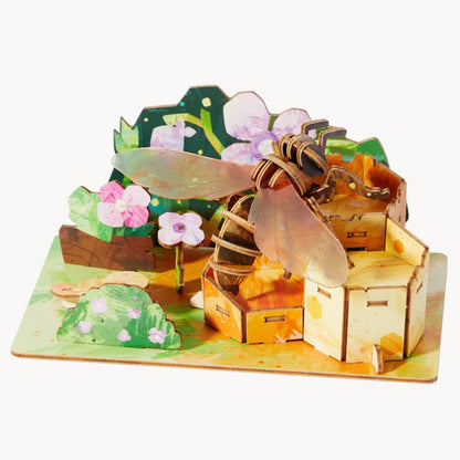 Mideer - Wooden 3D Puzzle for Kids with Educational Flash Cards - Bee & Hive 48 Pieces