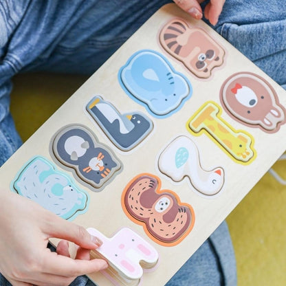 Classic World - Wooden Numbers Puzzle - Animals - 11pcs