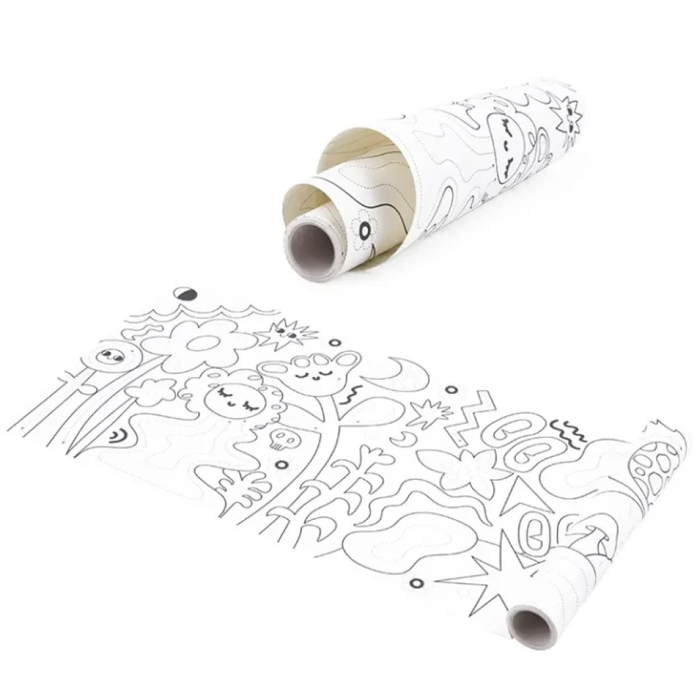 TookyToy - 2-in-1 Dot Art Painting Kit and Colouring Roll: 10 Colours