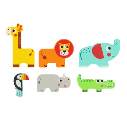 TookyToy - Multi-layered Wooden Puzzle - Animal Adventure