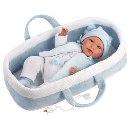 Llorens - Baby Boy Doll with Crying Mechanism & Baby Carrier: Mimo - 42cm - Motherhood