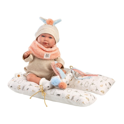 Llorens - Baby Girl Doll with Clothing & Animal themed Cushion: Mimi - 42cm