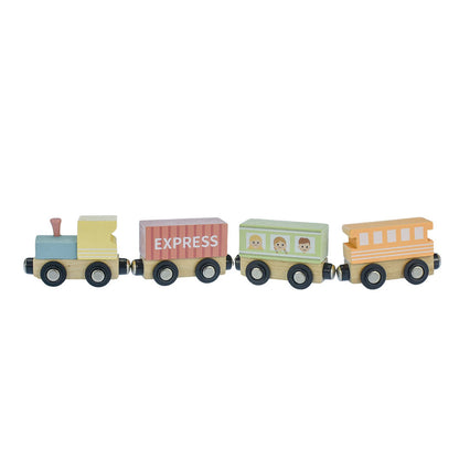 TookyToy - Wooden Train Set - Pastel - 13 Pieces - Motherhood