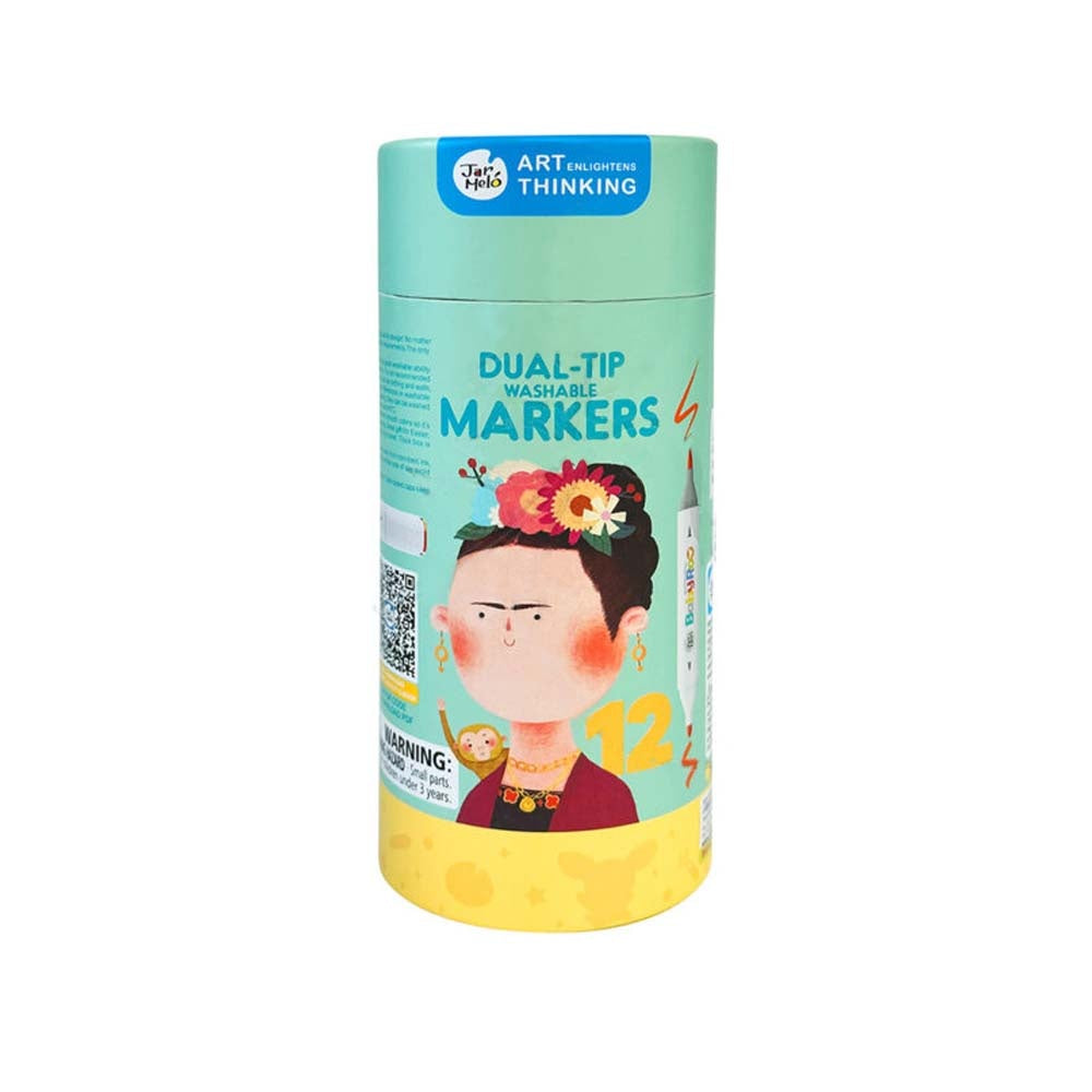 Jar Meló - Dual-Tip Washable Art Markers - 12 Colours