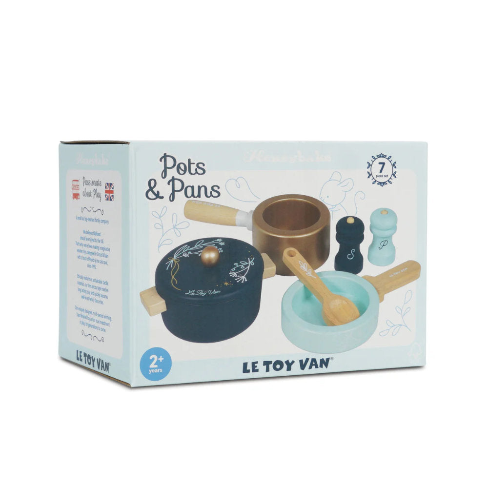 Le Toy Van - Wooden Pots & Pans Kitchen Accessories - 7pcs