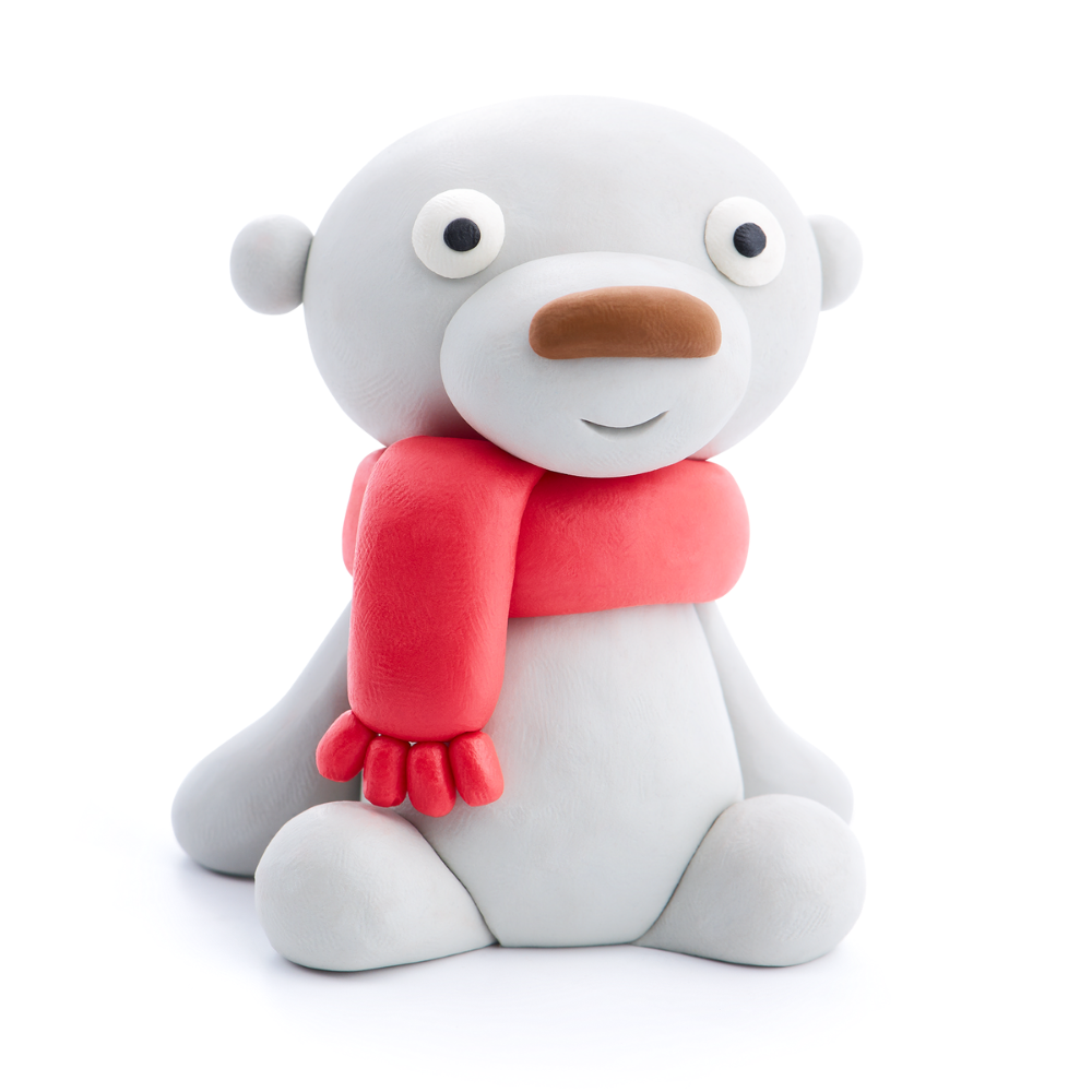 Hey Clay - Modelling Air-Dry Clay with Fun Interactive App - Polar Bear, Christmas Series, 5 cans