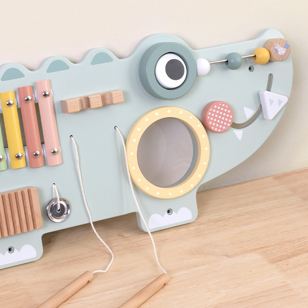 TookyToy - Wooden Crocodile Activity Wall Mounted Learning Toy
