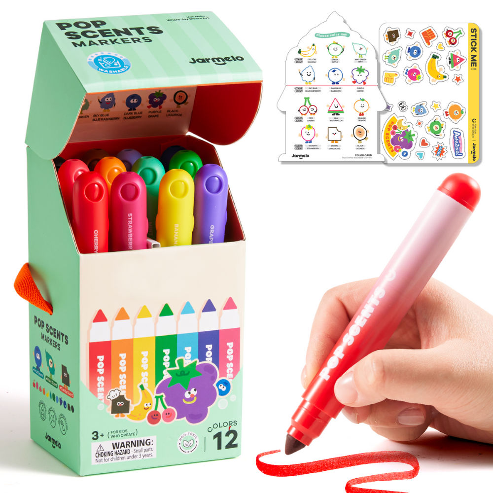 Jar Meló - Scented Markers - 12 Washable Non-Toxic Colours