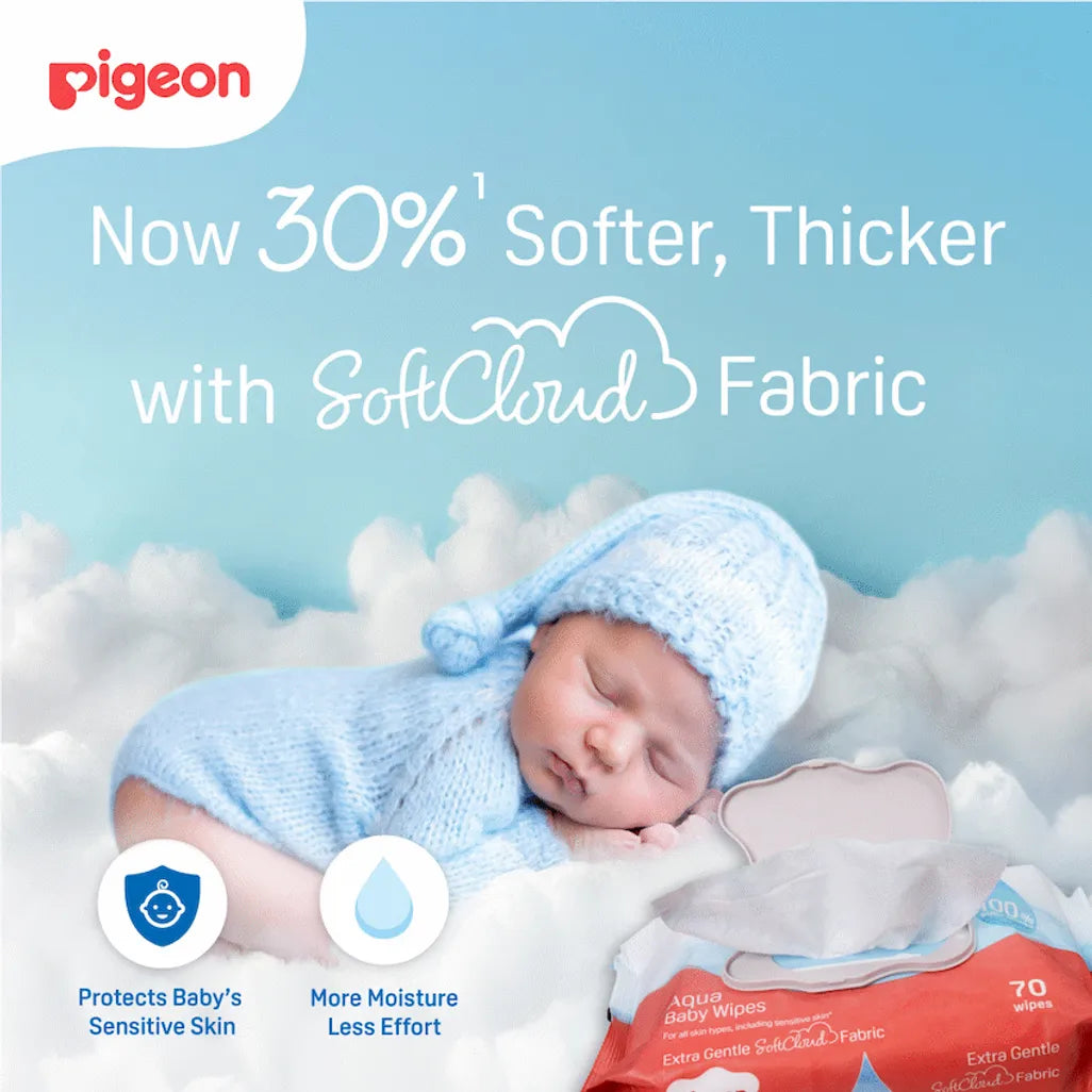 Pigeon Aqua Baby Wipes 70's Fliptop 3-in-1