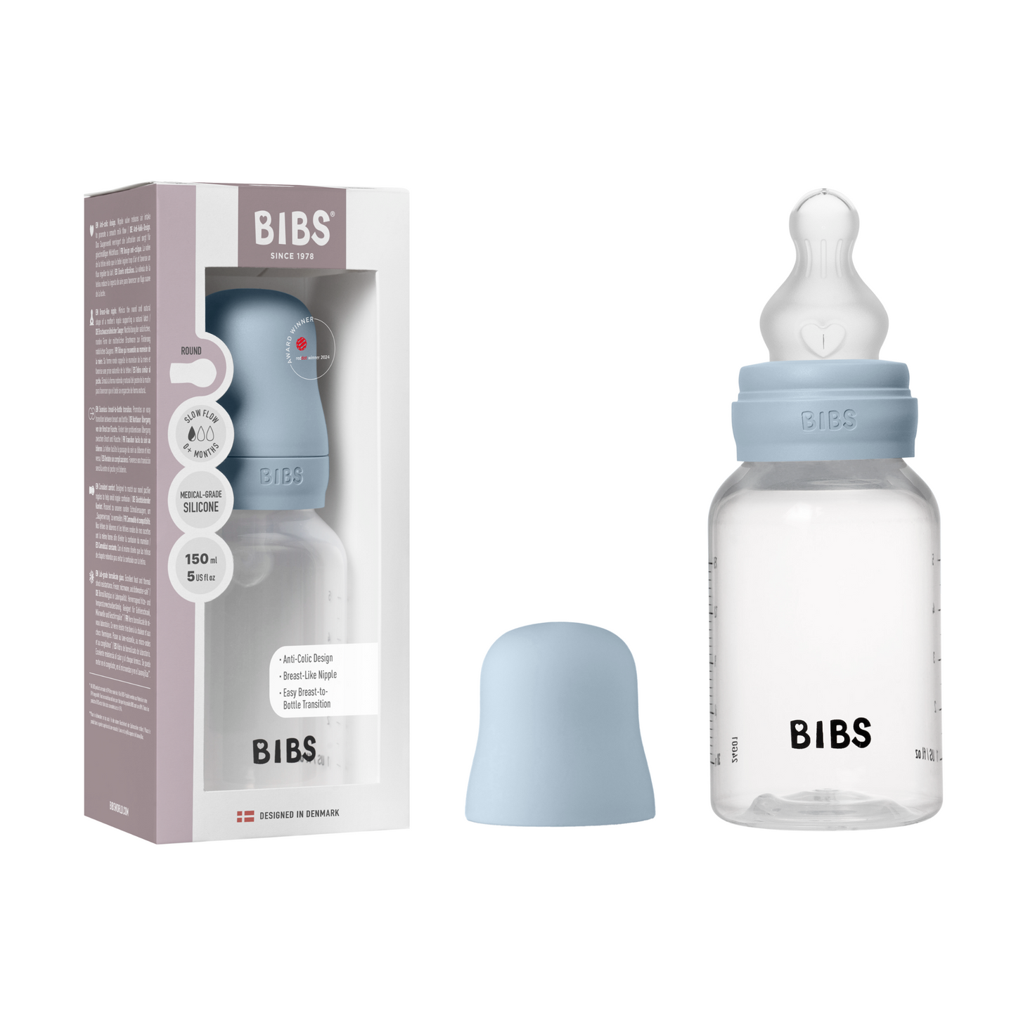 BIBS Baby Bottle Round Silicone 150 ml Slow Flow