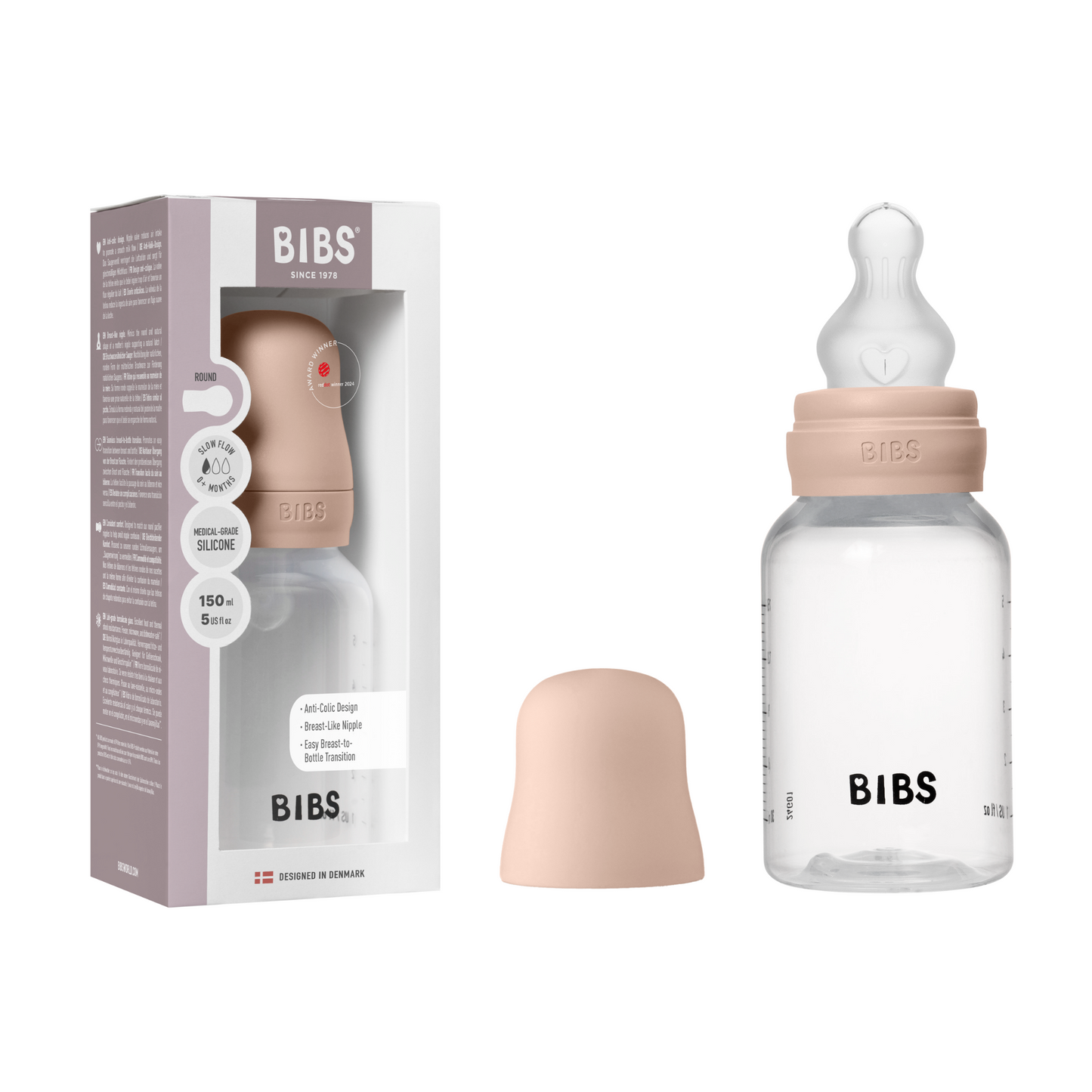 BIBS Baby Bottle Round Silicone 150 ml Slow Flow