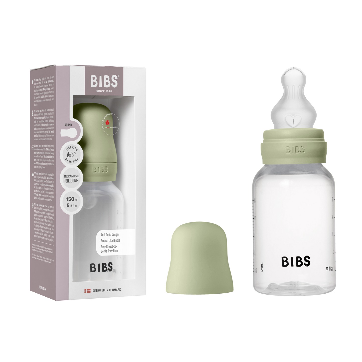 BIBS Baby Bottle Round Silicone 150 ml Slow Flow