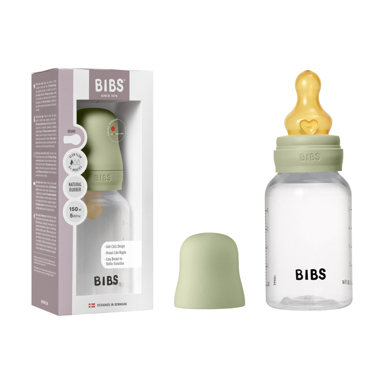 BIBS Baby Bottle Round Latex 150 ml Slow Flow