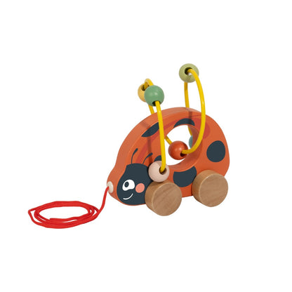 TookyToy - 3-in-1 Wooden Toy Gift Set: Ladybug Pull-Along, Rattle and Stacking