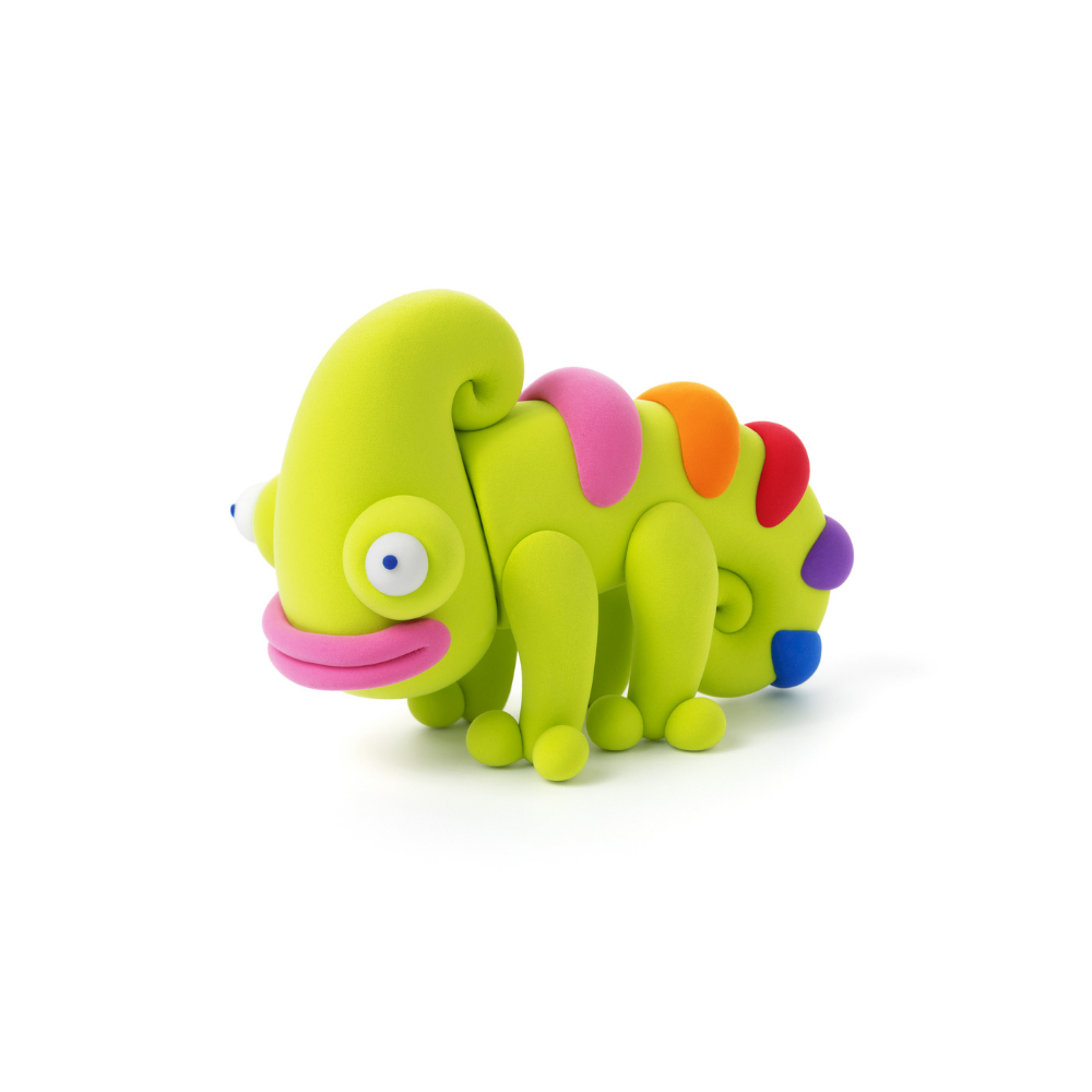 Hey Clay - Modelling Air-Dry Clay with Fun Interactive App - Chameleon, Gastropoda, Axolotl, Series Exotic Pets, 6 cans