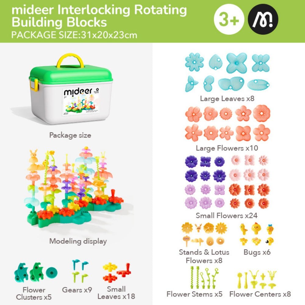 Mideer - Rotating Garden Puzzle Blocks with Spinning Gears - STEM Toy for Kids