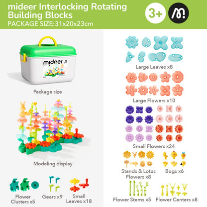 Mideer - Rotating Garden Puzzle Blocks with Spinning Gears - STEM Toy for Kids