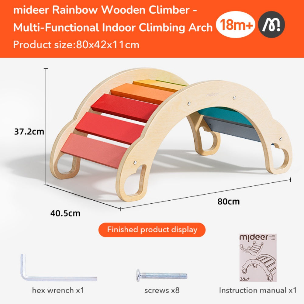 Mideer - Wooden Climbing & Rocking Rainbow Arch: Indoor Toy