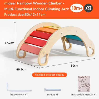 Mideer - Wooden Climbing & Rocking Rainbow Arch: Indoor Toy