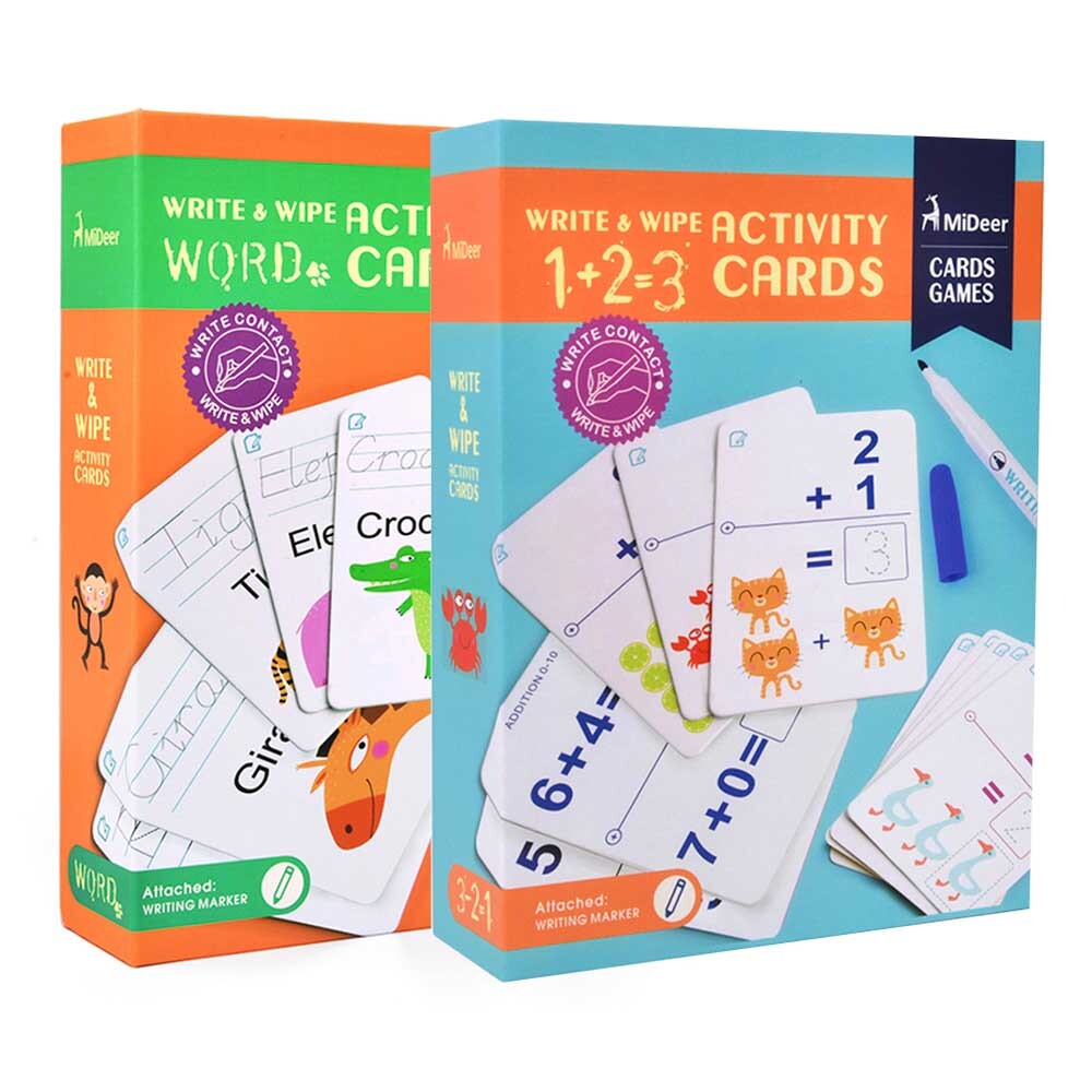 Mideer - Write & Wipe Cards Bundle - Words & Addition
