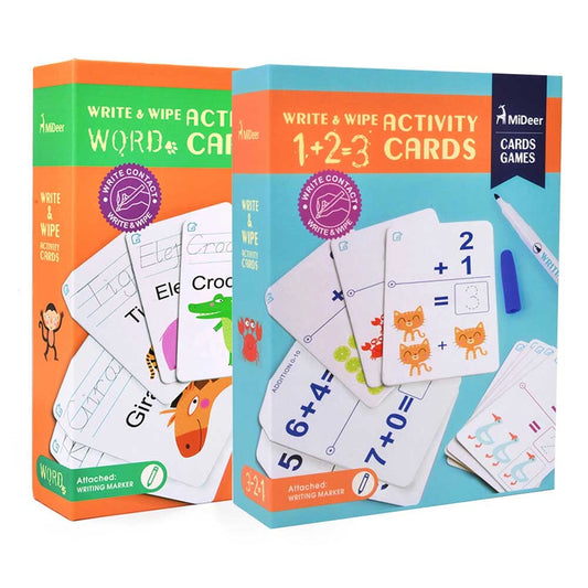 Mideer - Write & Wipe Cards Bundle - Words & Addition