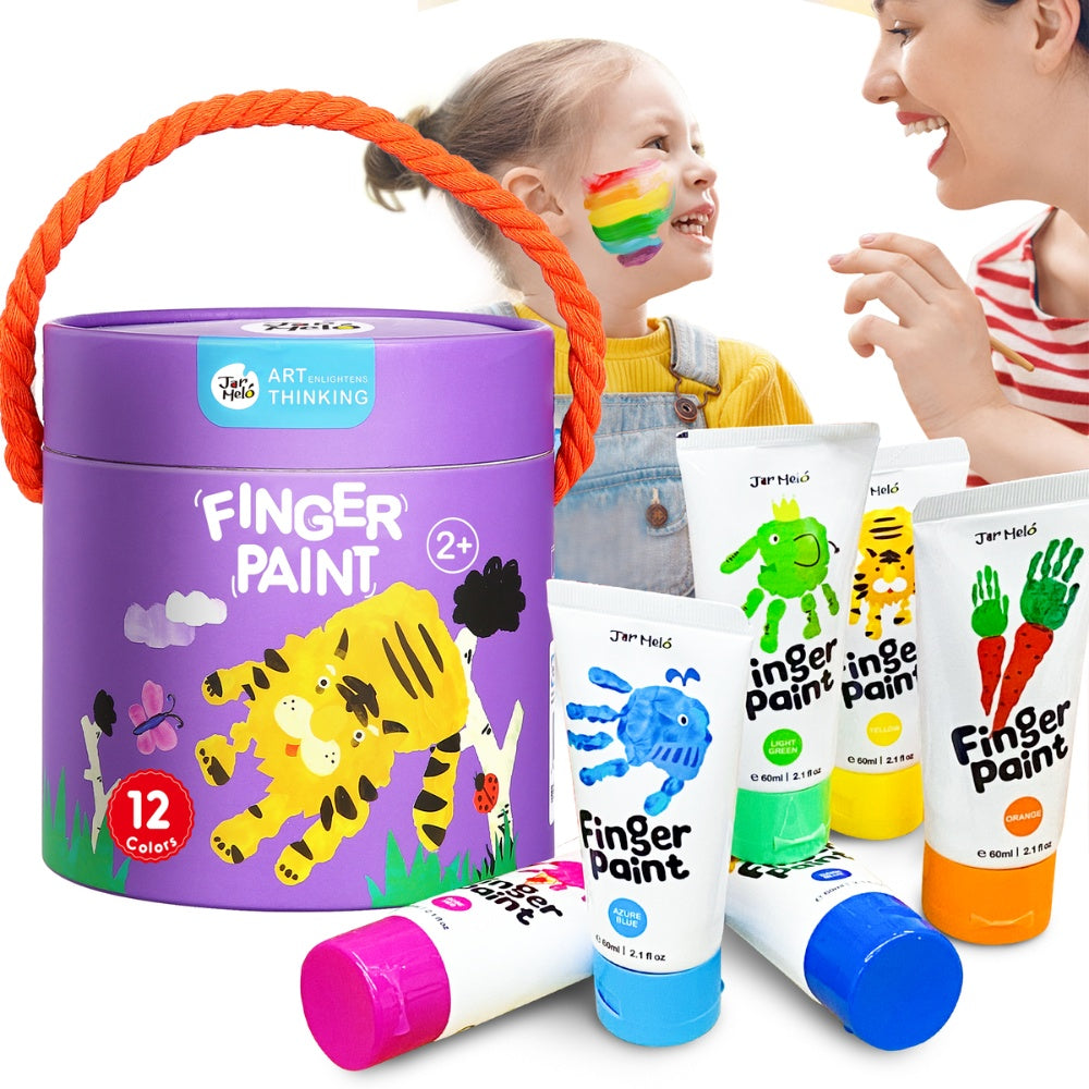 Jar Meló - Finger Paint - Non-Toxic & Safe for Kids - 12 Colours