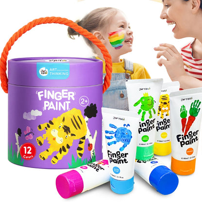 Jar Meló - Finger Paint - Non-Toxic & Safe for Kids - 12 Colours
