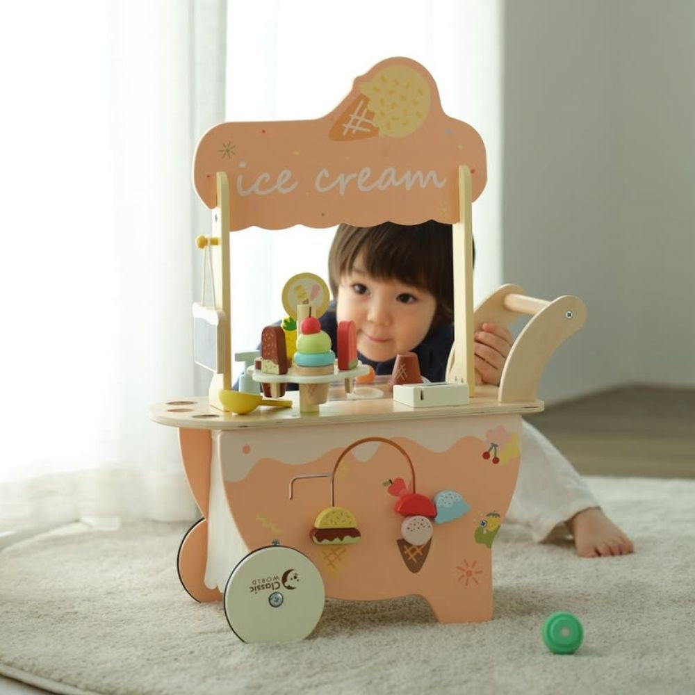 Classic World - Pretend & Play - Wooden Ice Cream Cart - 40pcs