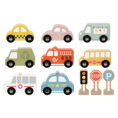 TookyToy - Transportation & Street Sign Set - 12 Piece Pastel Set