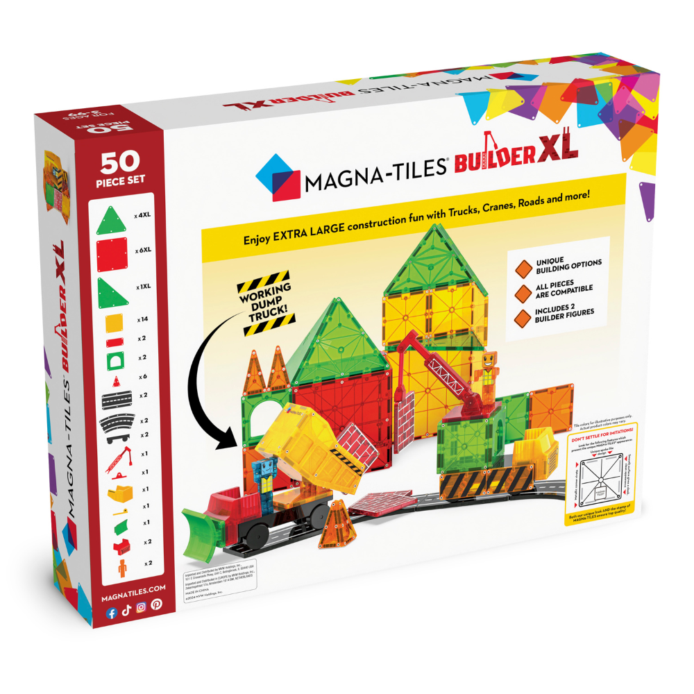 Magna-Tiles - Magnetic Construction Set - Builder XL - 50pcs