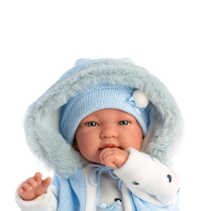 Llorens - Newborn Baby Boy Doll with Blue Romper & Accessories: Tino - 44cm